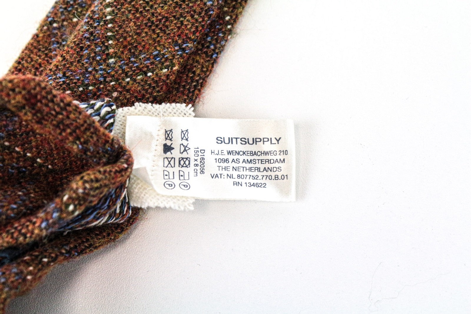 SUITSUPPLY Men Tie 150 x 8 cm Brown Orange Patterned Pointed-End Wool Silk Blend