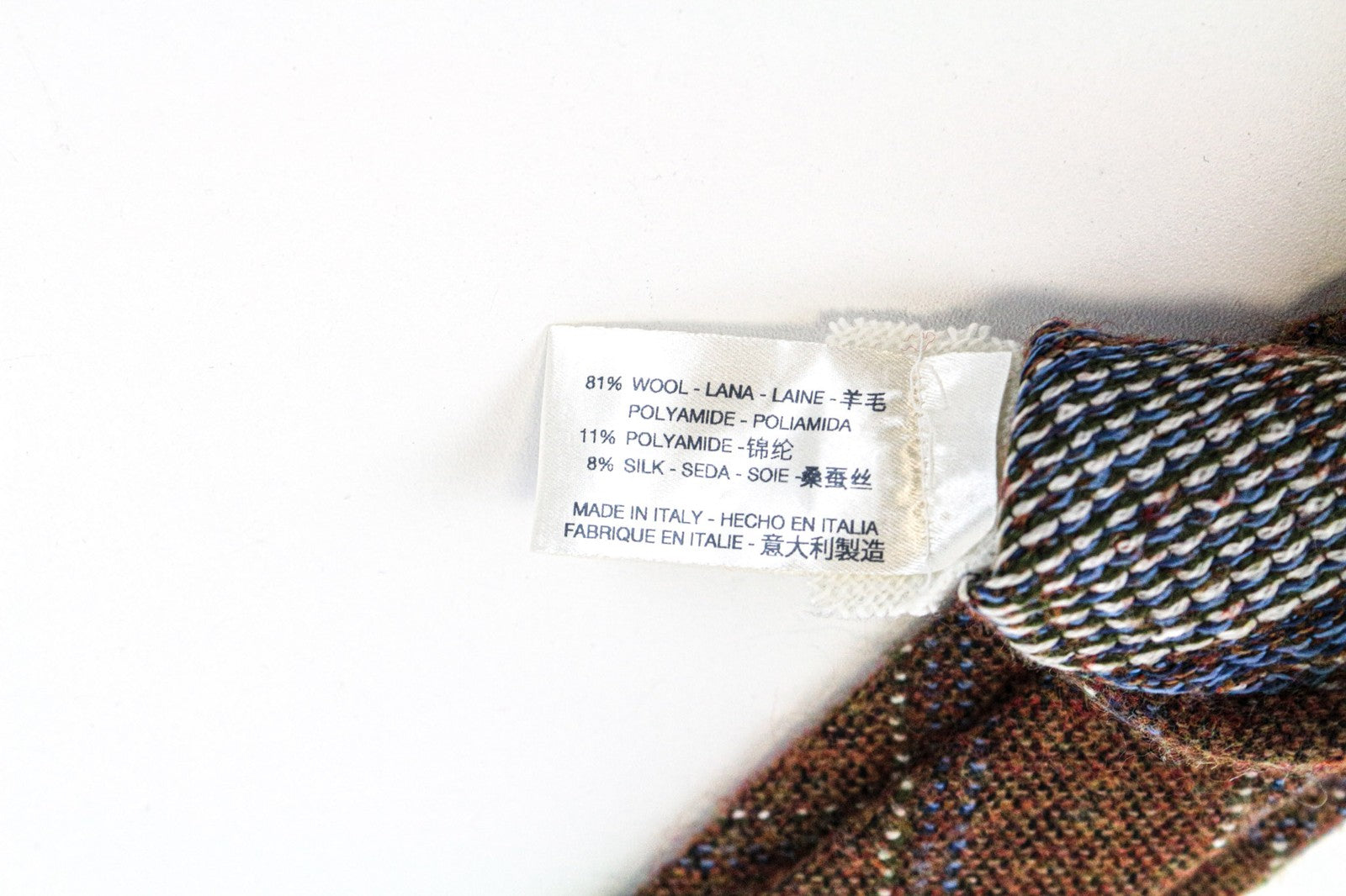 SUITSUPPLY Men Tie 150 x 8 cm Brown Orange Patterned Pointed-End Wool Silk Blend