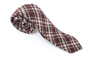 SUITSUPPLY Men Tie ~150 x 8 cm Purple Red Wool Blend Checked Pattern Pointed-End