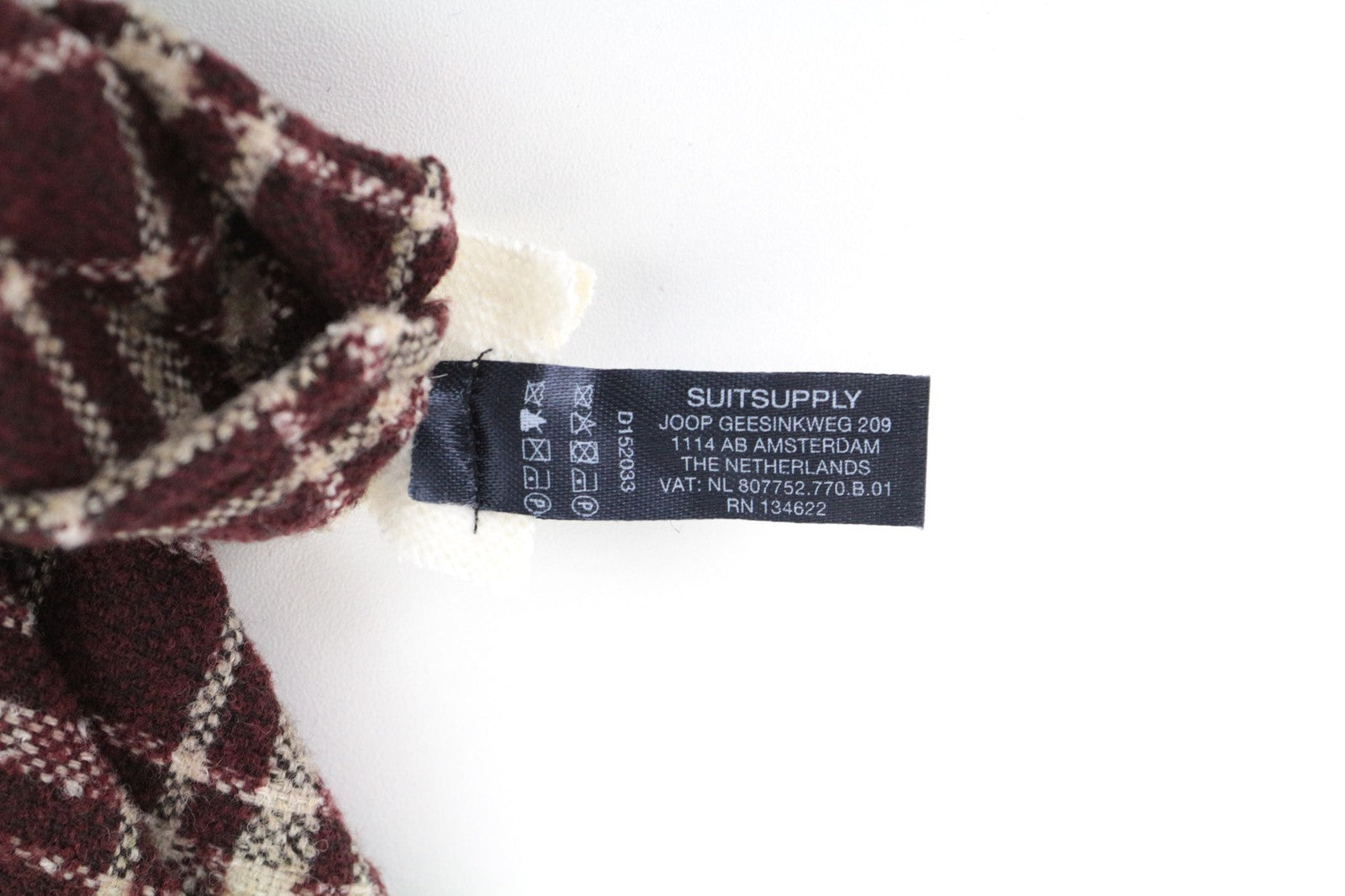 SUITSUPPLY Men Tie ~150 x 8 cm Purple Red Wool Blend Checked Pattern Pointed-End