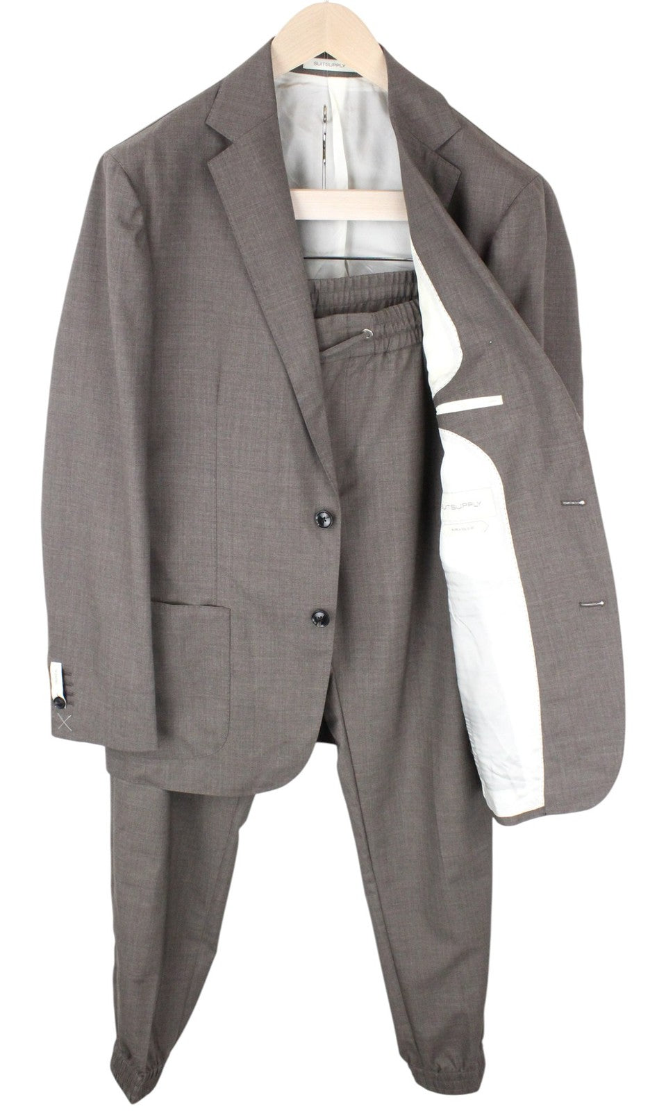 SUITSUPPLY Havana Patch Men Suit UK42R Slim Pure Wool Super 120's Brown 2 Piece
