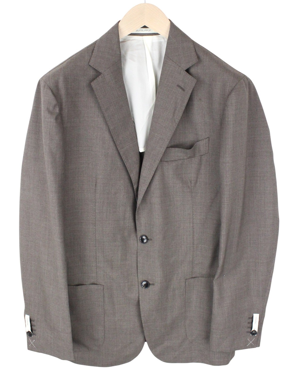 SUITSUPPLY Havana Patch Men Suit UK42R Slim Pure Wool Super 120's Brown 2 Piece