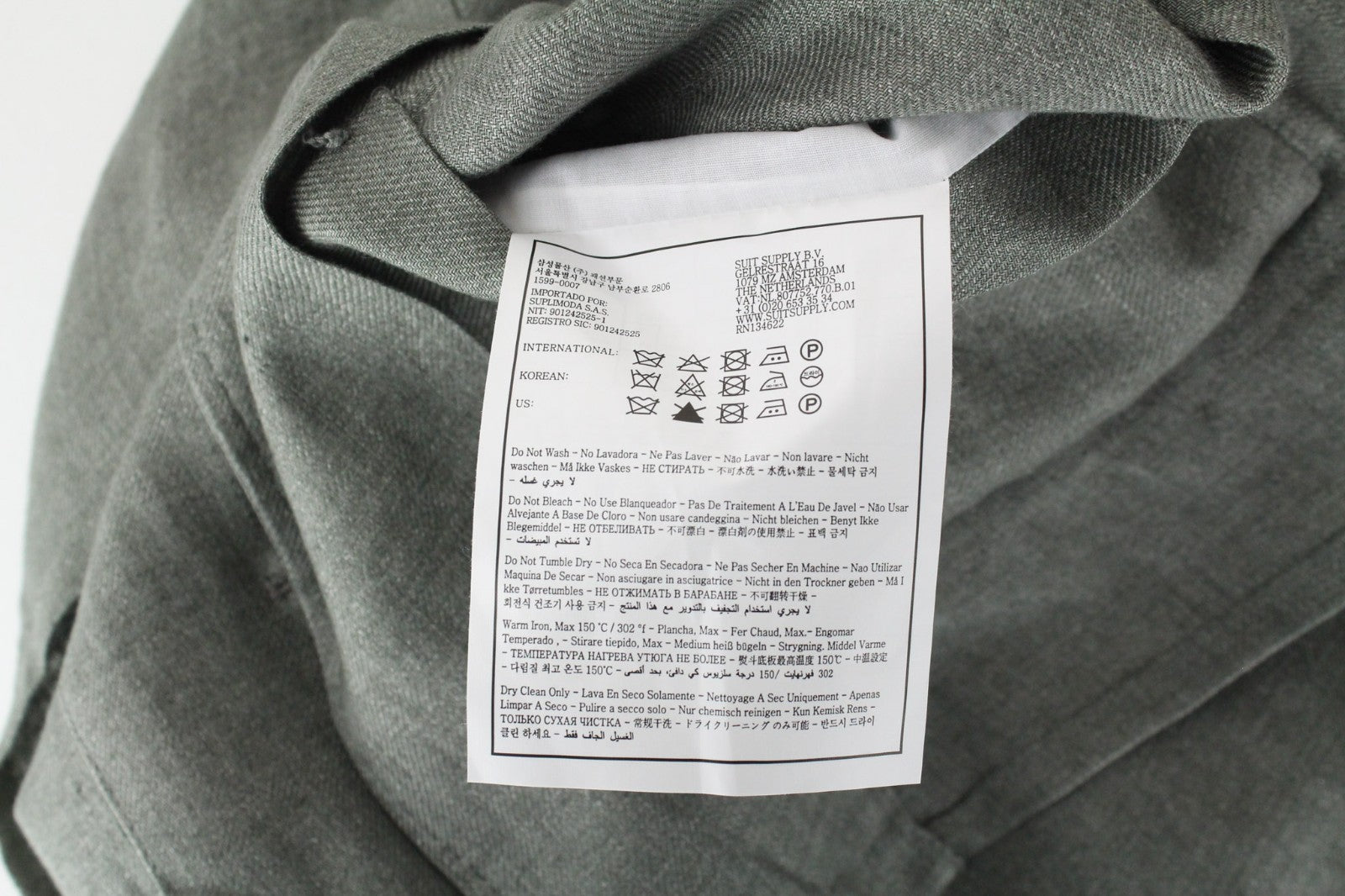 SUITSUPPLY Walter Men Suit UK40R Single-Breasted Casual Pure Linen Green 2 Piece