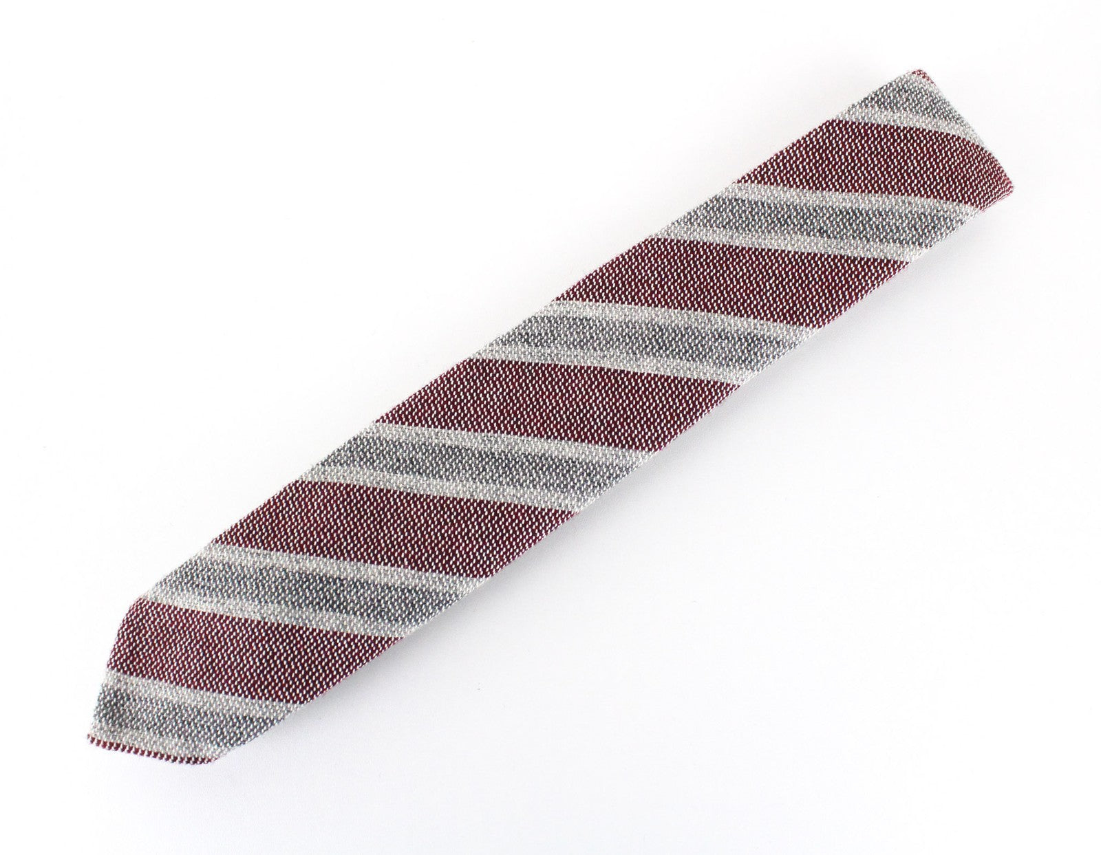 SUITSUPPLY Men Tie ~150 x 8 cm Red Grey Striped Classic Wool Cotton Pointed-End
