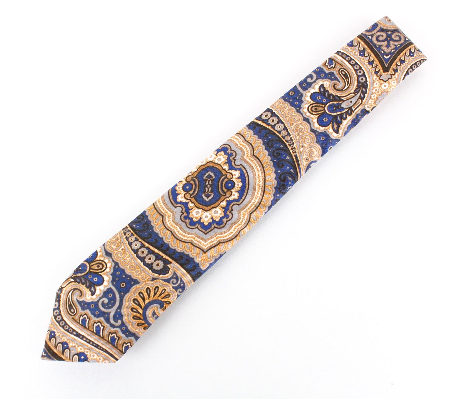 SUITSUPPLY Men Tie ~150 x 8 cm Blue Oriental Patterns Cottoon Silk Pointed-End