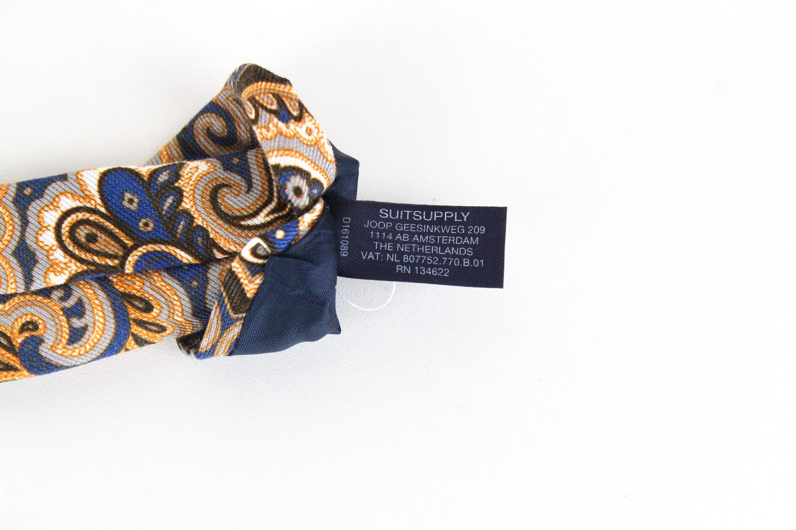 SUITSUPPLY Men Tie ~150 x 8 cm Blue Oriental Patterns Cottoon Silk Pointed-End