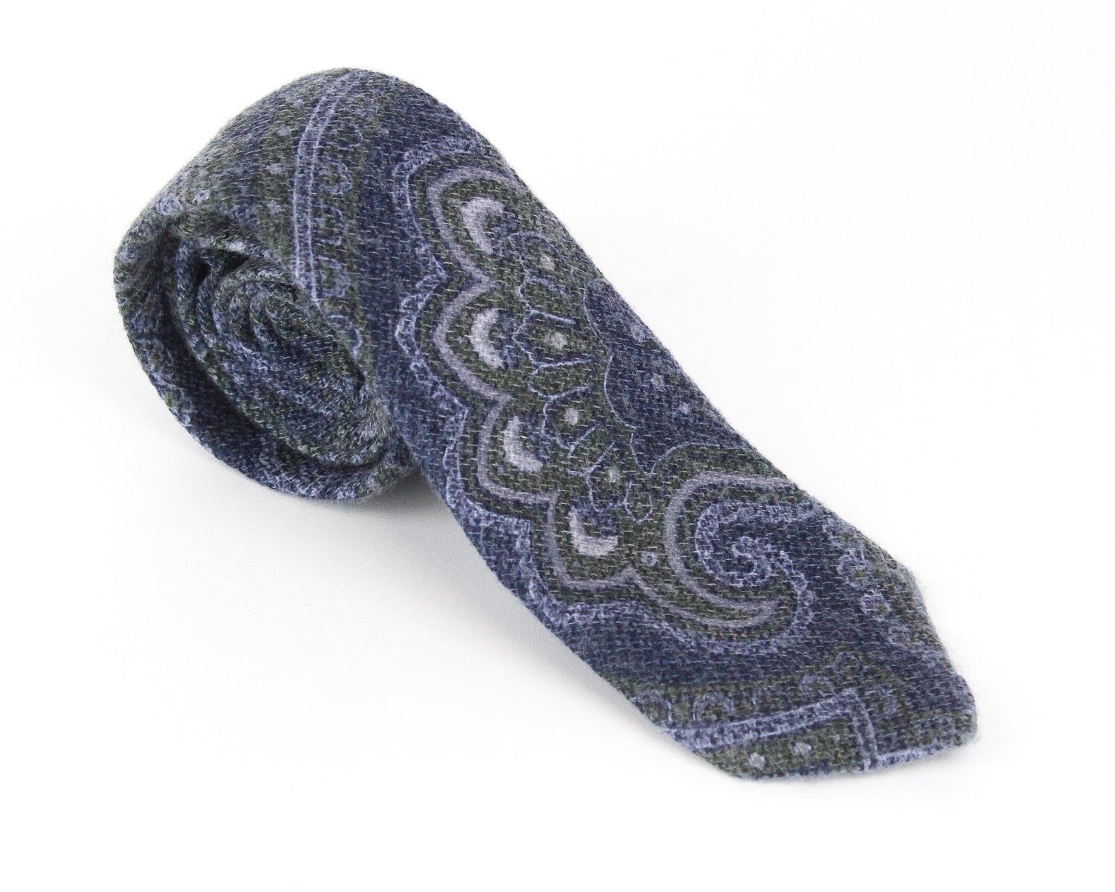 SUITSUPPLY Men Tie 150 x 8 cm Blue Wool Blend Pointed-End Oriental Patterned