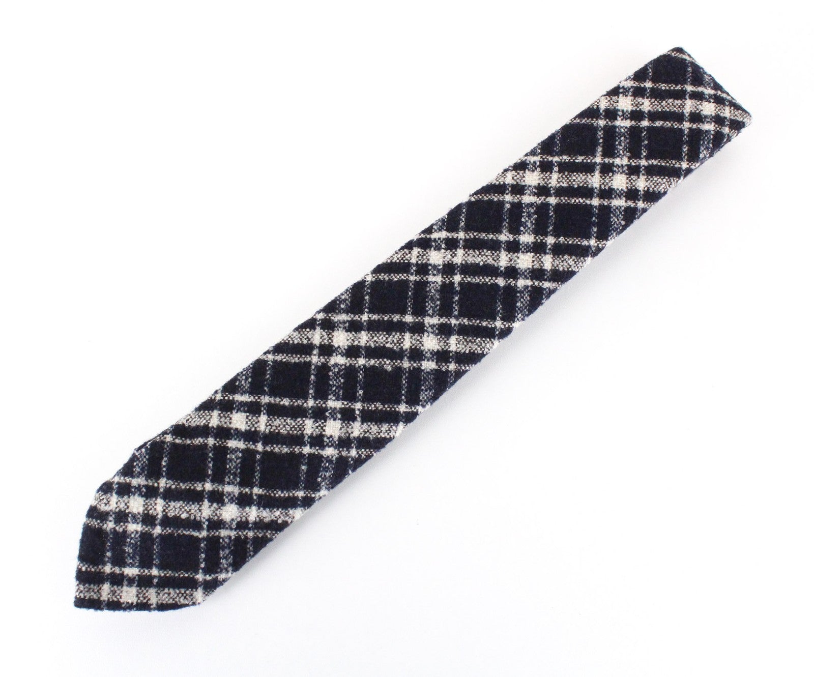 SUITSUPPLY Men Tie ~150 x 8 cm Navy Blue Wool Blend Pointed-End Checked Formal