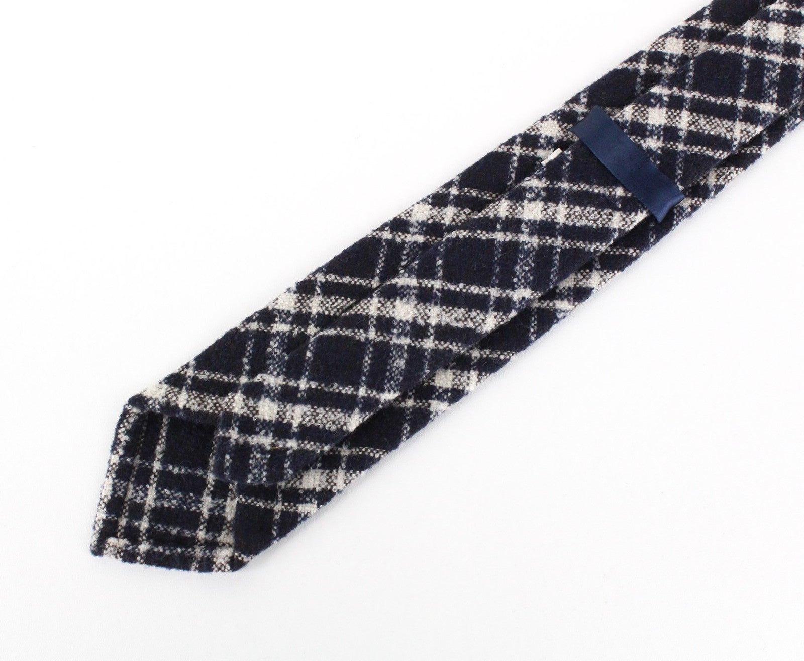 SUITSUPPLY Men Tie ~150 x 8 cm Navy Blue Wool Blend Pointed-End Checked Formal
