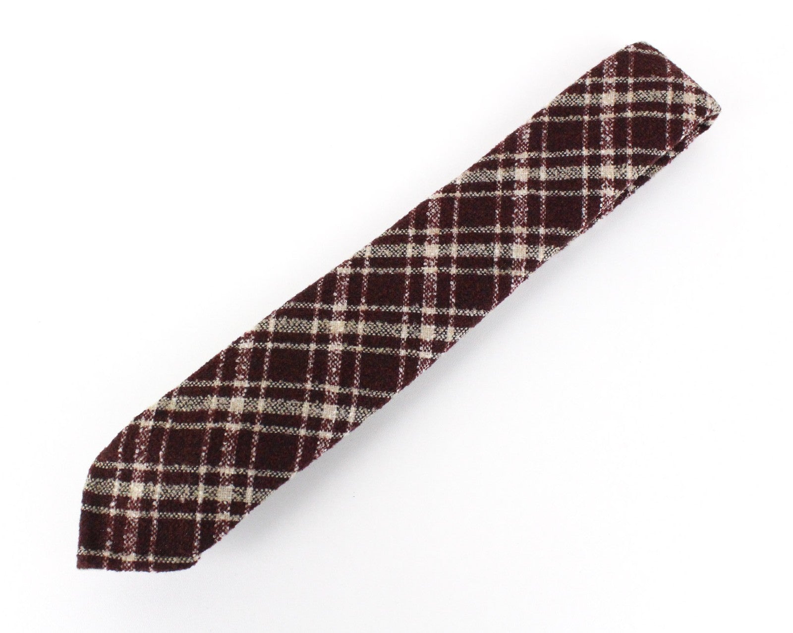 SUITSUPPLY Men Tie ~150 x 8 cm Dark Red Wool Blend Pointed-End Checked Formal