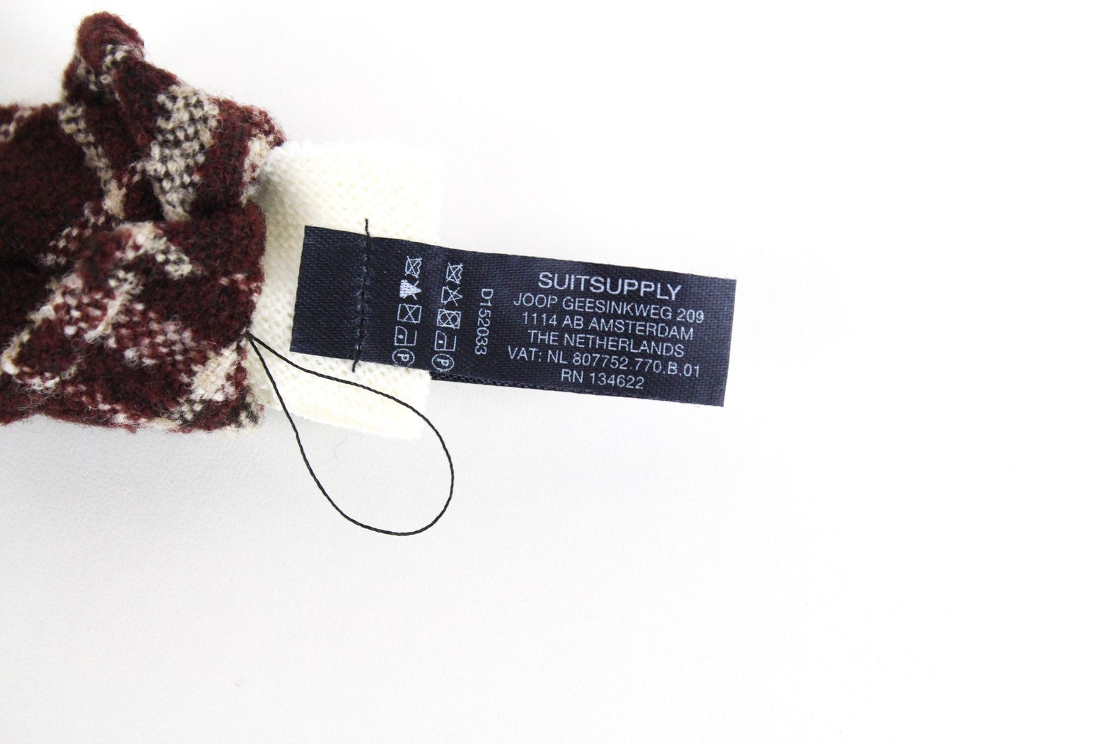 SUITSUPPLY Men Tie ~150 x 8 cm Dark Red Wool Blend Pointed-End Checked Formal