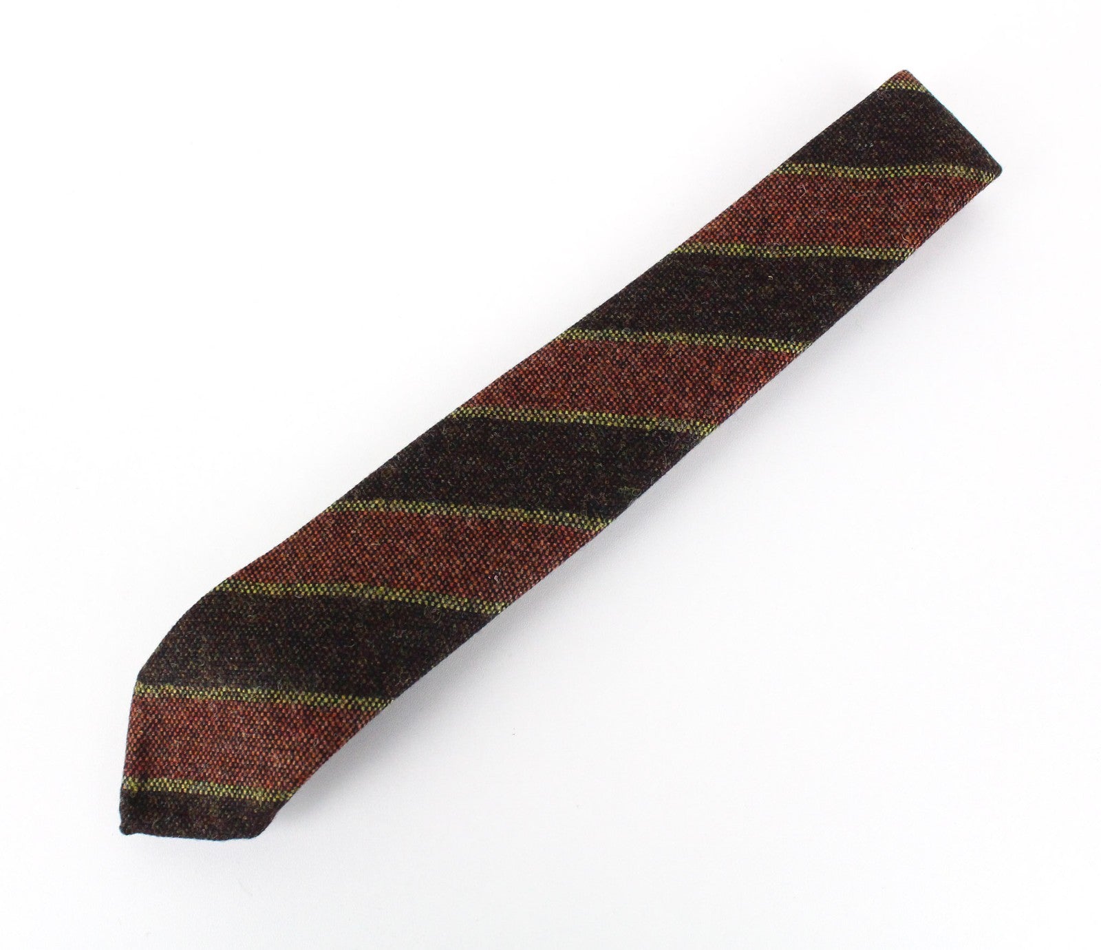 SUITSUPPLY Men Tie ~150 x 8 cm Brown Pure Wool Pointed-End Striped Classic
