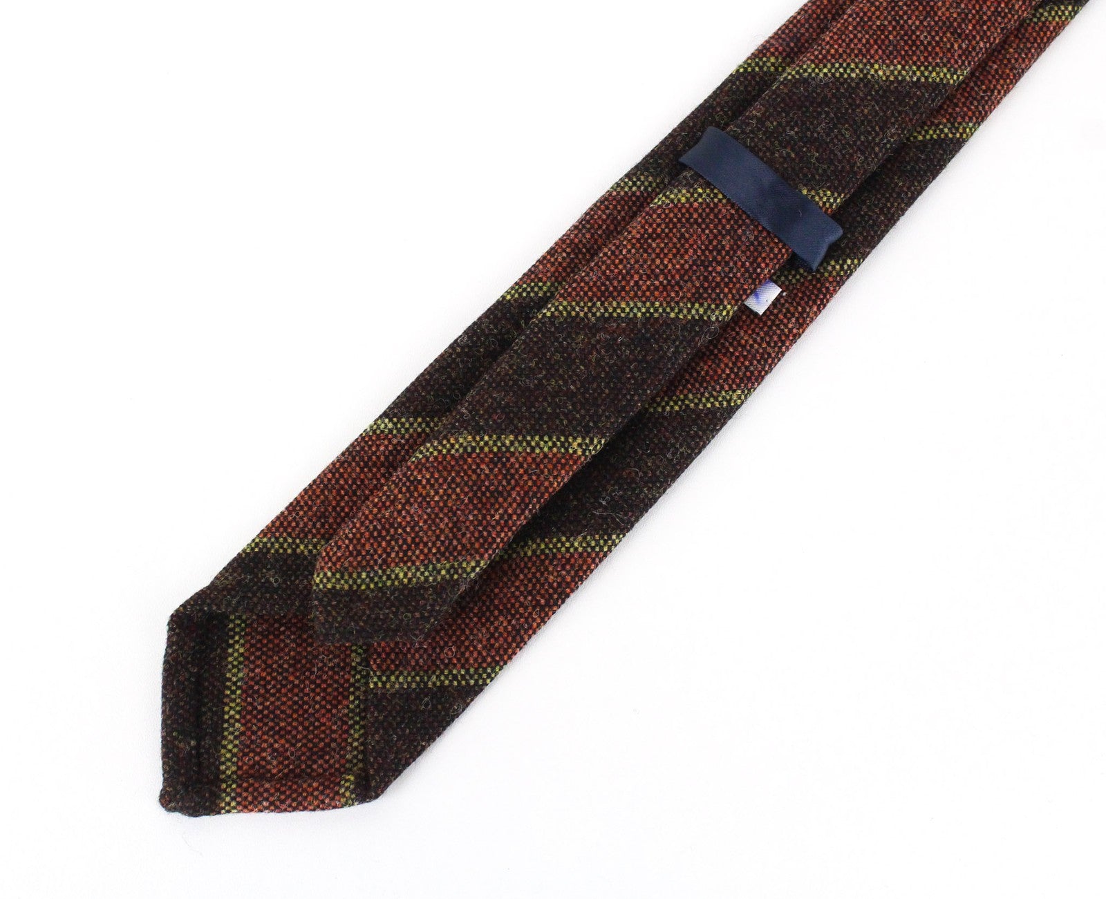SUITSUPPLY Men Tie ~150 x 8 cm Brown Pure Wool Pointed-End Striped Classic