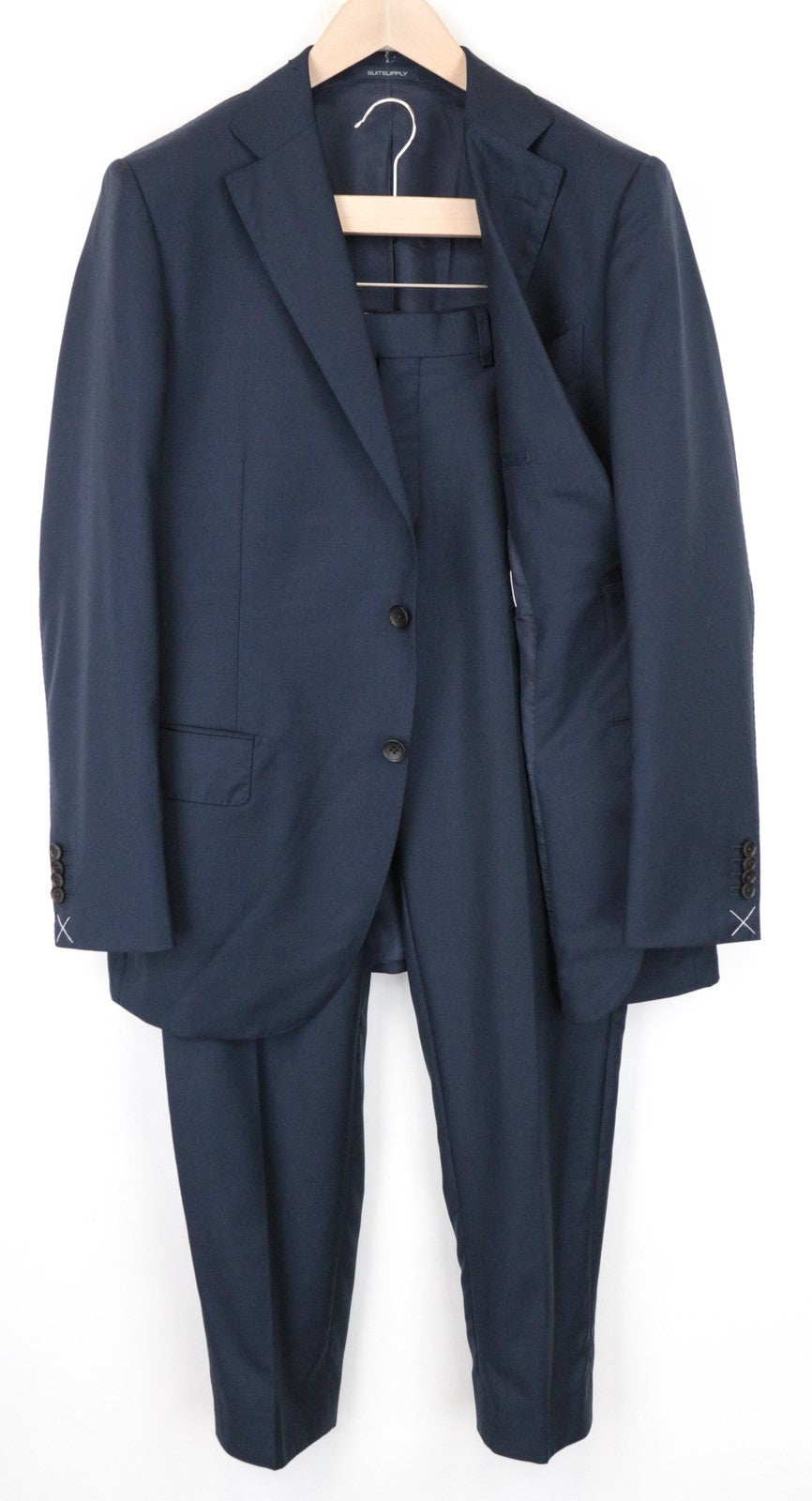 SUITSUPPLY Lazio Men Suit UK42R Pure Wool S110 2-Piece Blue Slim Cut Formal