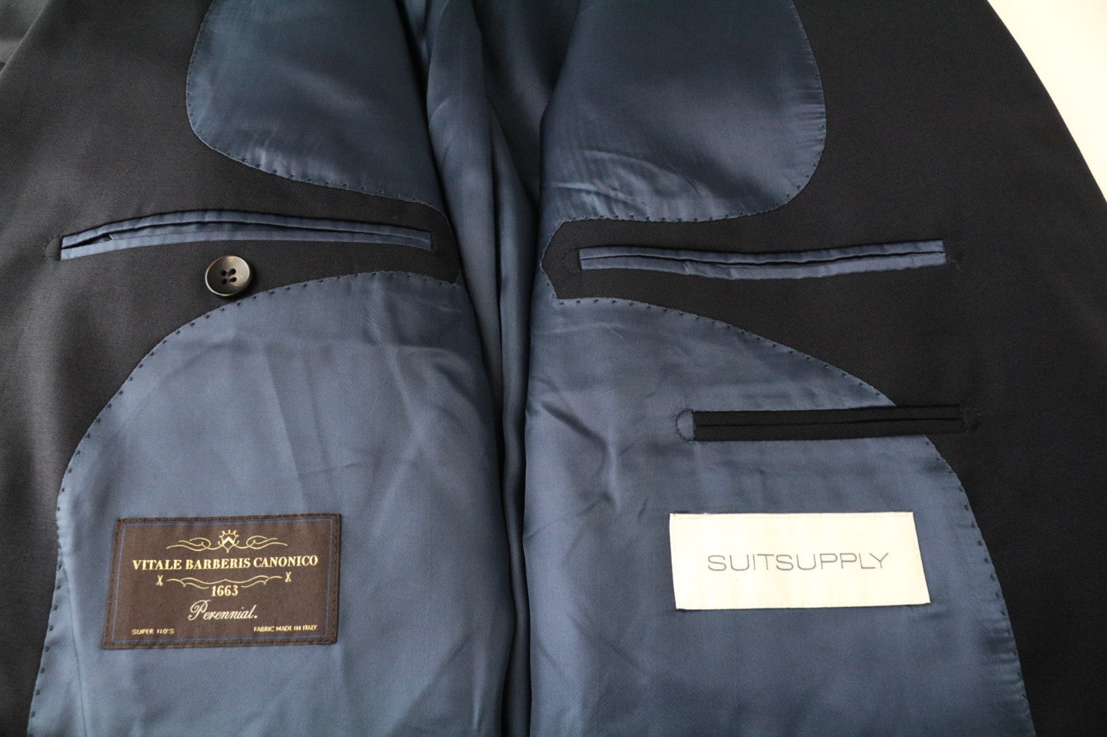 SUITSUPPLY La Spalla Men Suit UK56S 3-Piece Blue Slim Pure Wool Formal Perennial