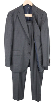 SUITSUPPLY La Spalla Men Suit UK46R Birdseye Check 2-Piece Grey Slim Wool S130
