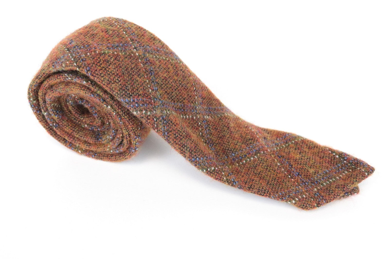 SUITSUPPLY Men Tie 150 x 8 cm Checked Brown Melange Pointed-End Formal Knit