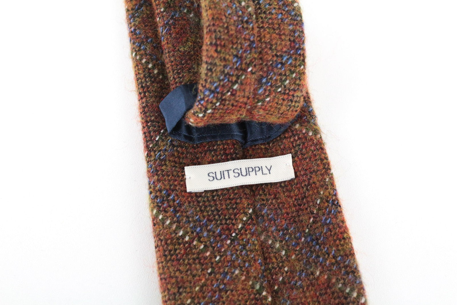 SUITSUPPLY Men Tie 150 x 8 cm Checked Brown Melange Pointed-End Formal Knit