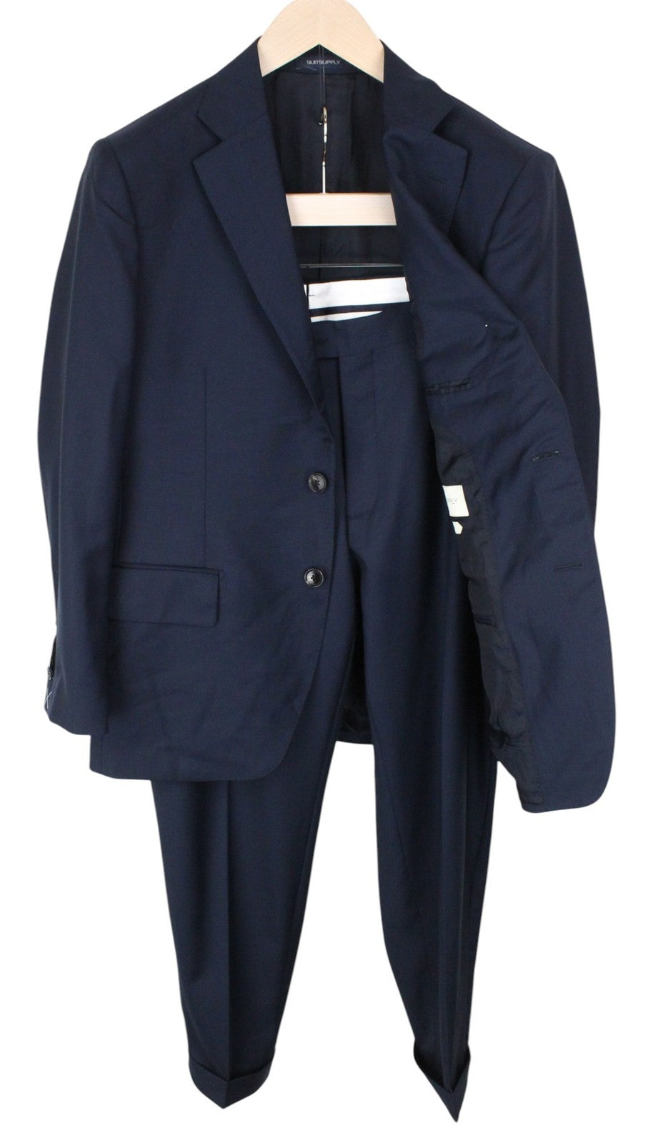 SUITSUPPLY Lazio Men Suit UK42S Slim Blue Pure Wool Super 110's Formal 2 Piece