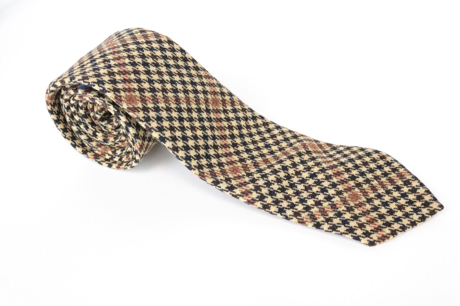 SUITSUPPLY Men Tie 150 x 8 cm Brown Wool Cashmere Houndstooth Patterned Formal