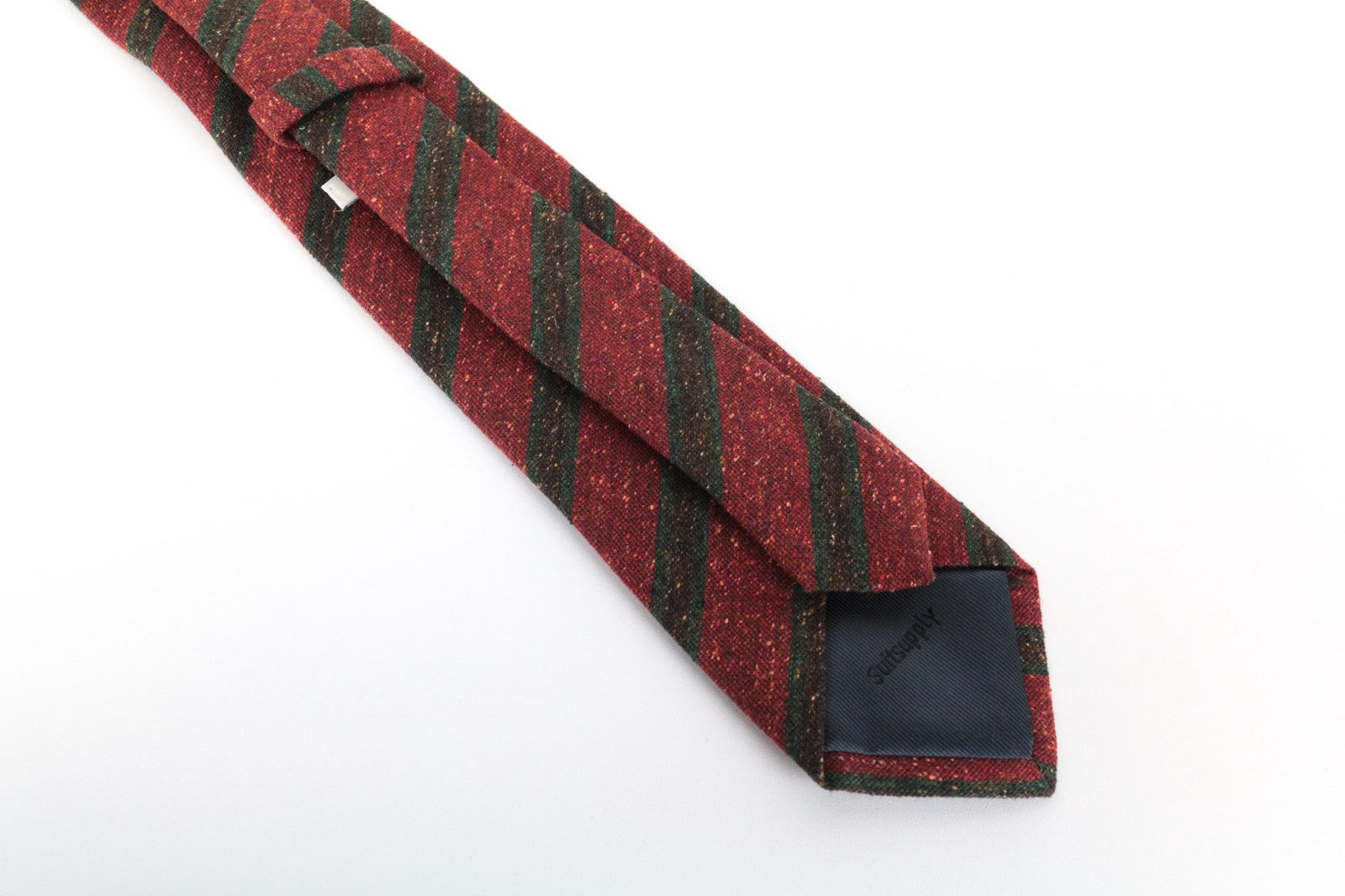 SUITSUPPLY Men Tie 150 x 8 cm Red Silk Wool Cotton Blend Striped Pointed-End