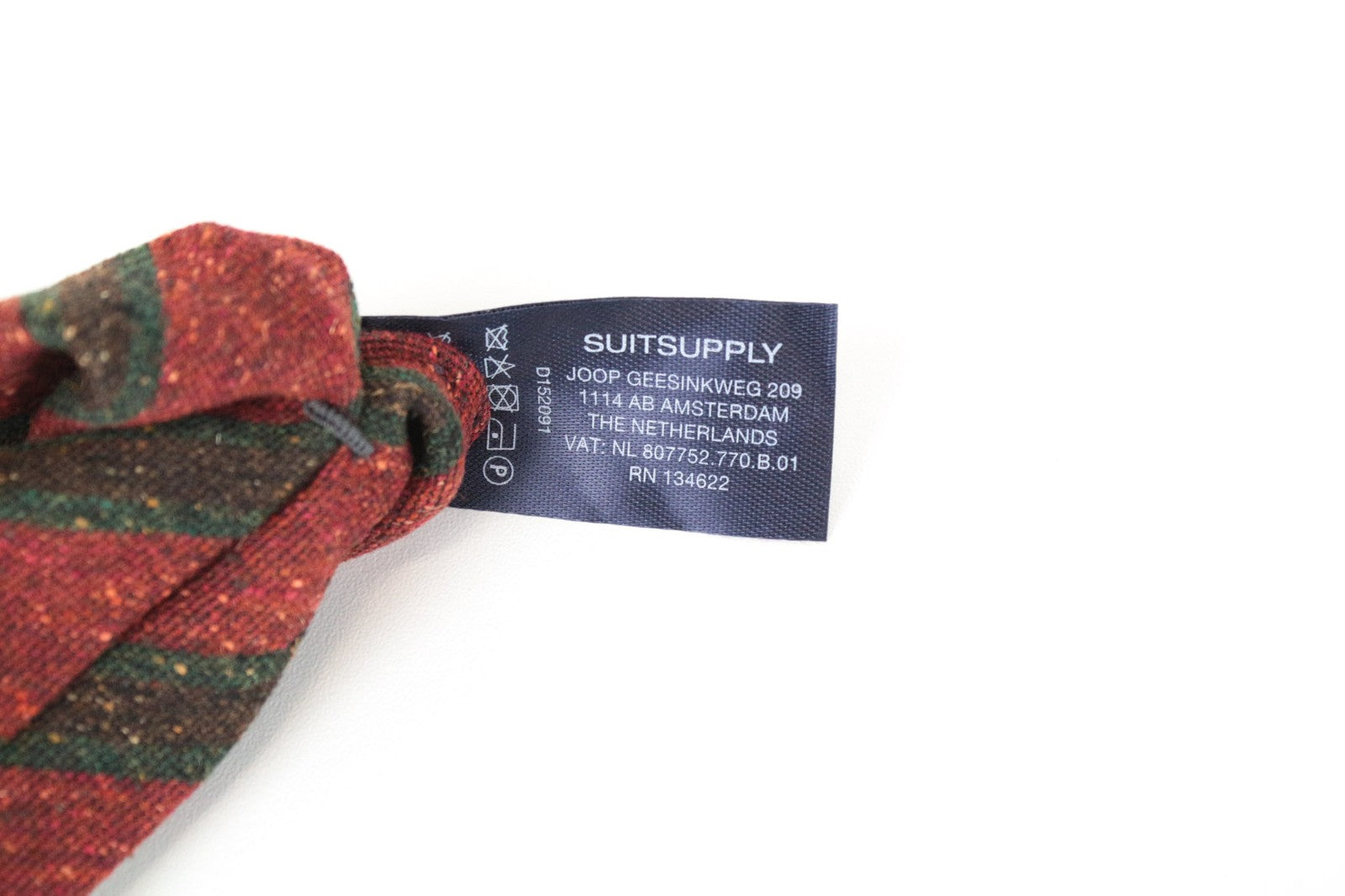 SUITSUPPLY Men Tie 150 x 8 cm Red Silk Wool Cotton Blend Striped Pointed-End