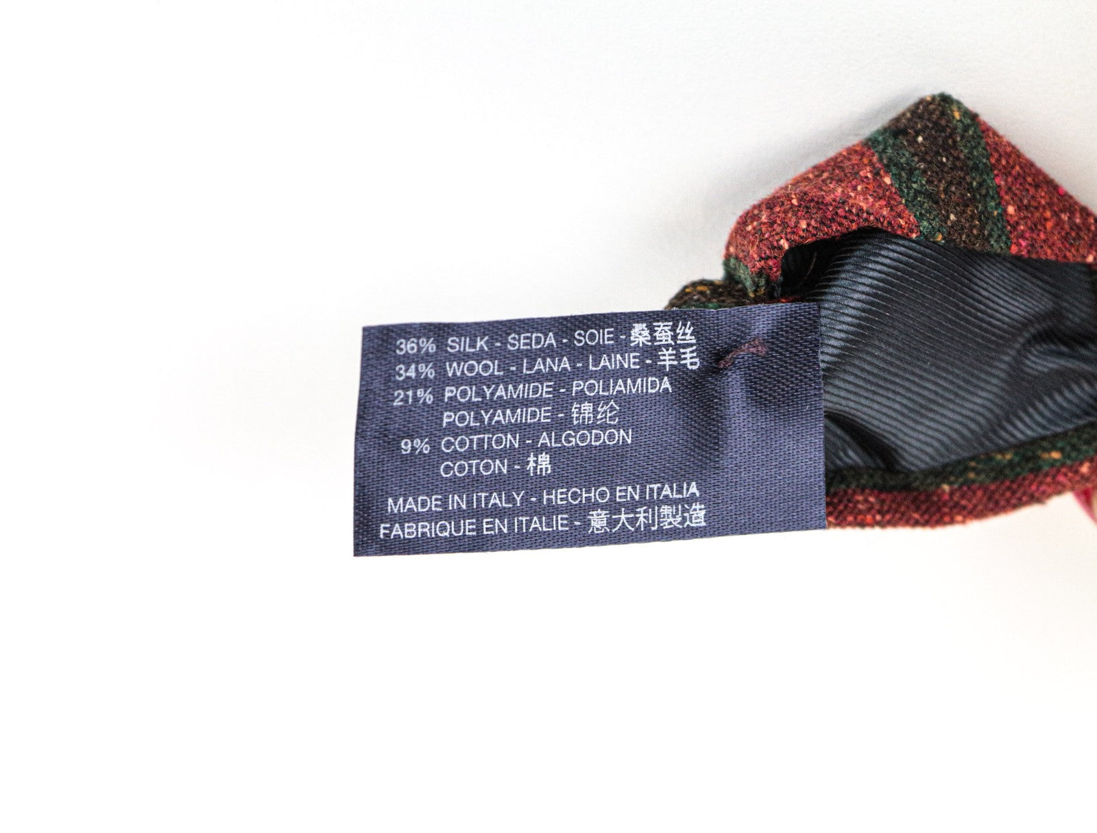 SUITSUPPLY Men Tie 150 x 8 cm Red Silk Wool Cotton Blend Striped Pointed-End