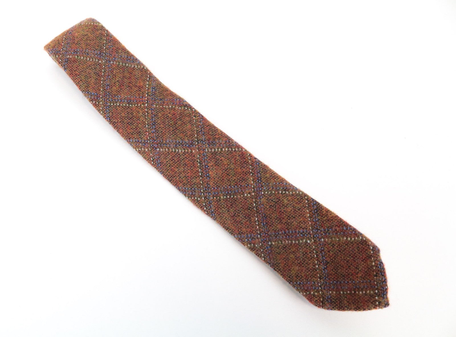 SUITSUPPLY Men Tie 150 x 8 cm Orange Brown Pointed-End Patterned Wool Silk Blend