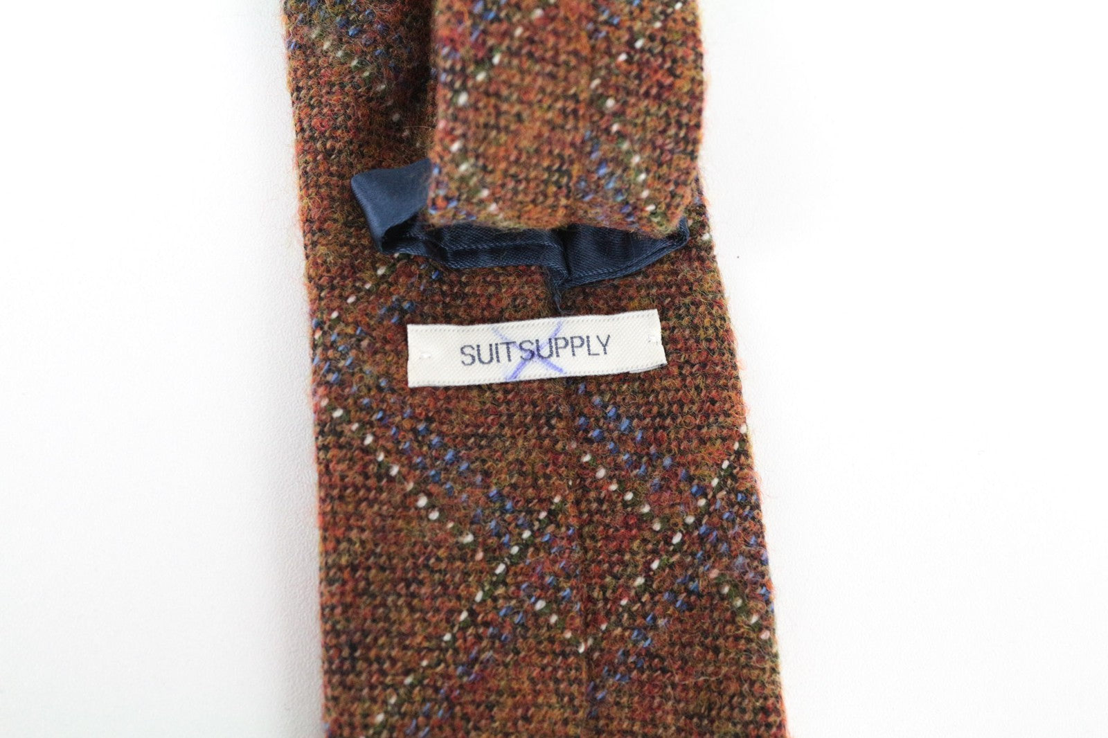 SUITSUPPLY Men Tie 150 x 8 cm Orange Brown Pointed-End Patterned Wool Silk Blend