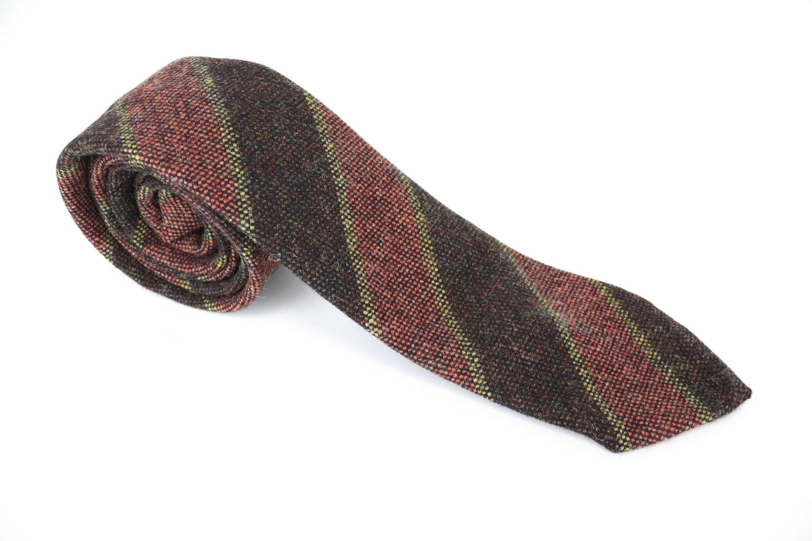 SUITSUPPLY Men Tie 150 x 8 cm Brown Pure Wool Striped Pointed-End Formal