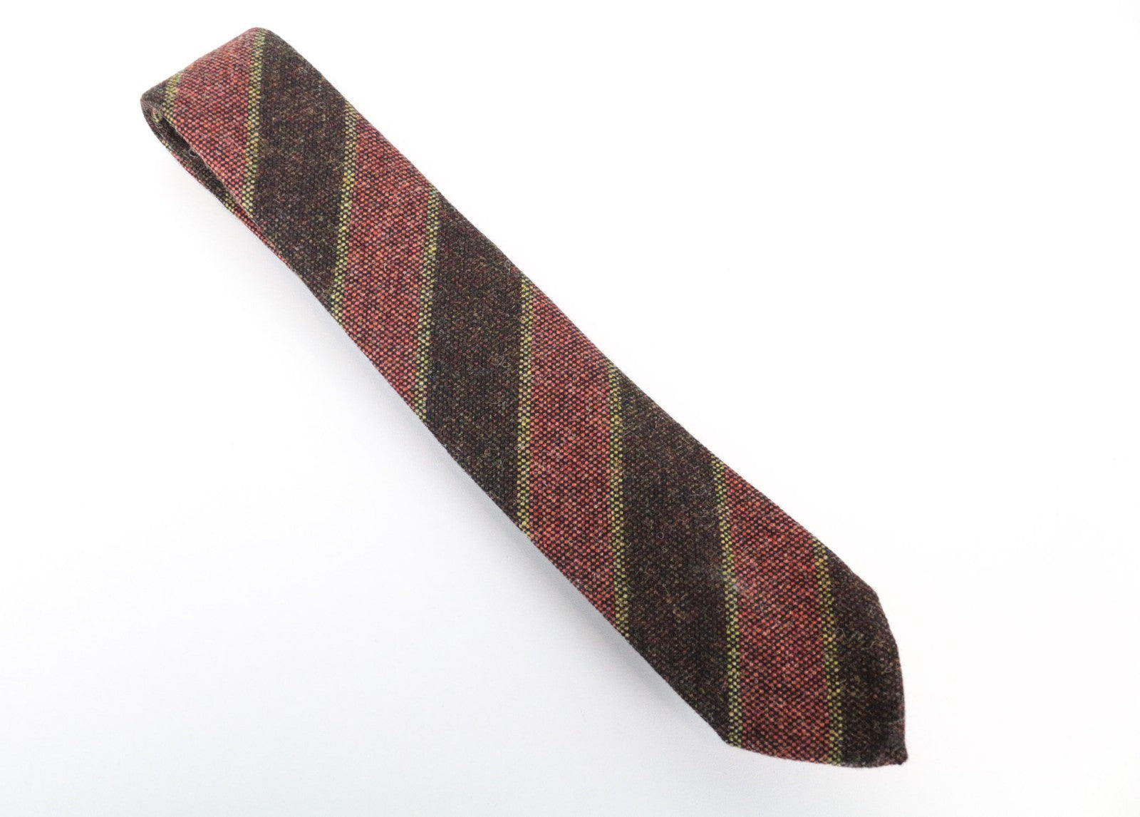 SUITSUPPLY Men Tie 150 x 8 cm Brown Pure Wool Striped Pointed-End Formal