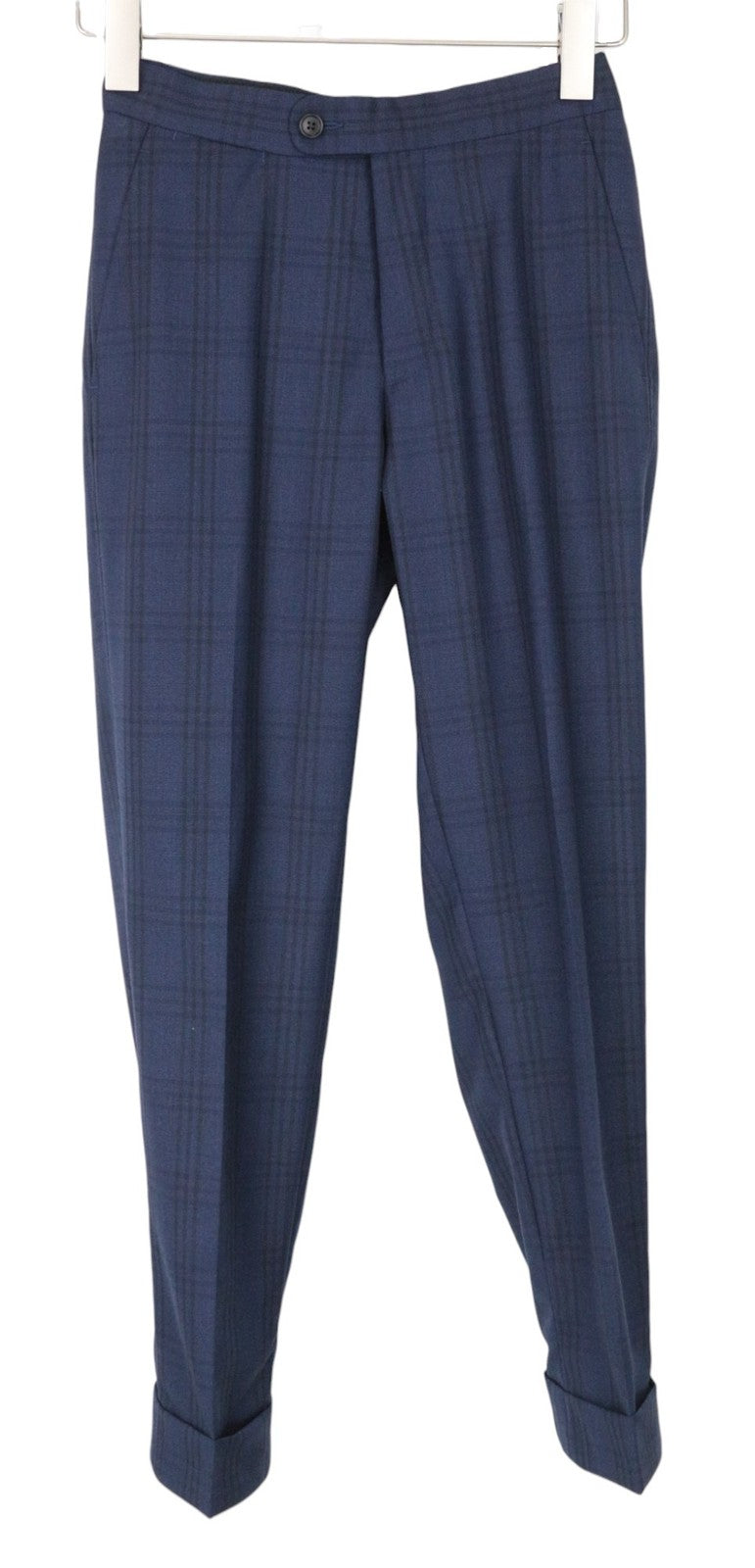 SUITSUPPLY La Spalla Men Suit UK30R Blue 2-Piece Slim Check Two-Row S130 Wool