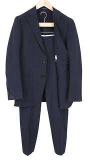 SUITSUPPLY Havana Patch Men Suit UK38R Navy 2-Piece Slim Cotton Stretch Formal