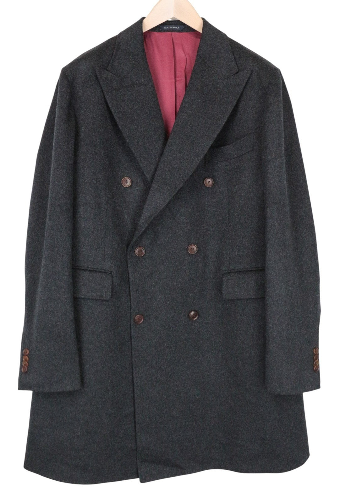 SUITSUPPLY Bleecker Men Coat UK52S Dark Grey Two-Row Wool Mid-Length Classic