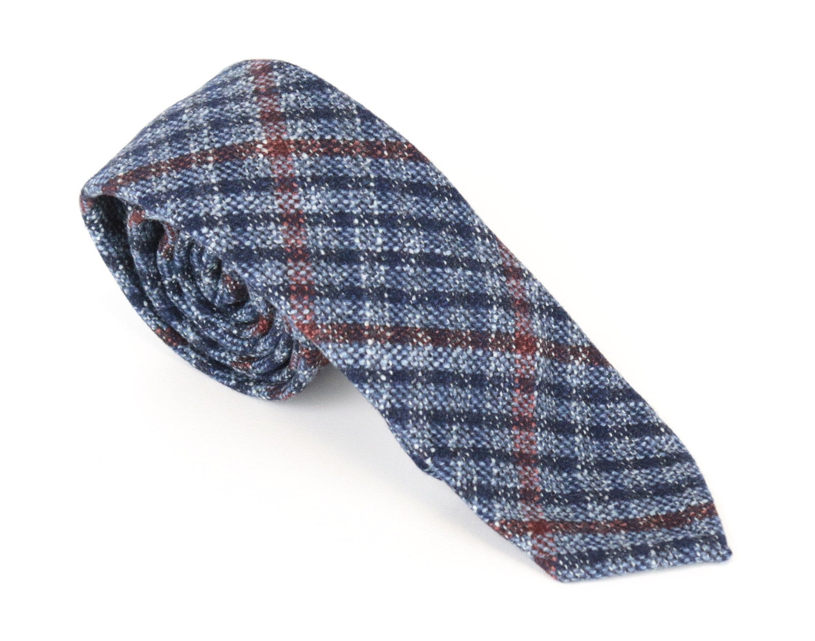 SUITSUPPLY Men Tie 150 x 8 cm Blue Pointed-End Wool Silk Checked Pattern
