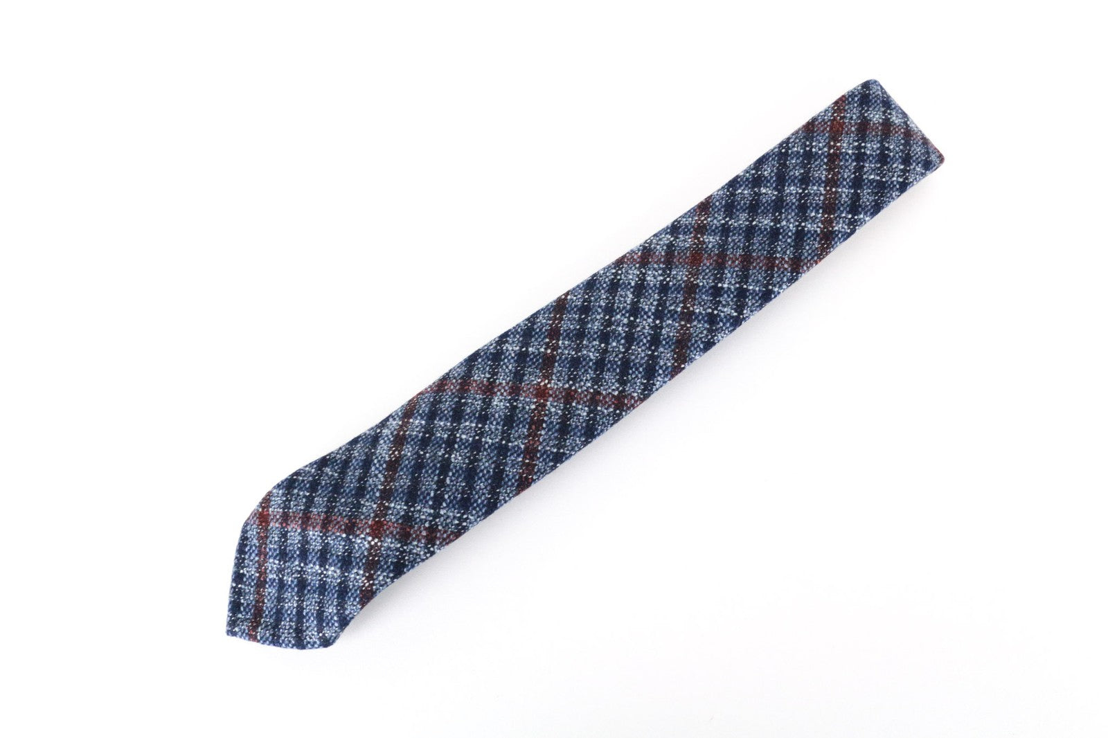 SUITSUPPLY Men Tie 150 x 8 cm Blue Pointed-End Wool Silk Checked Pattern