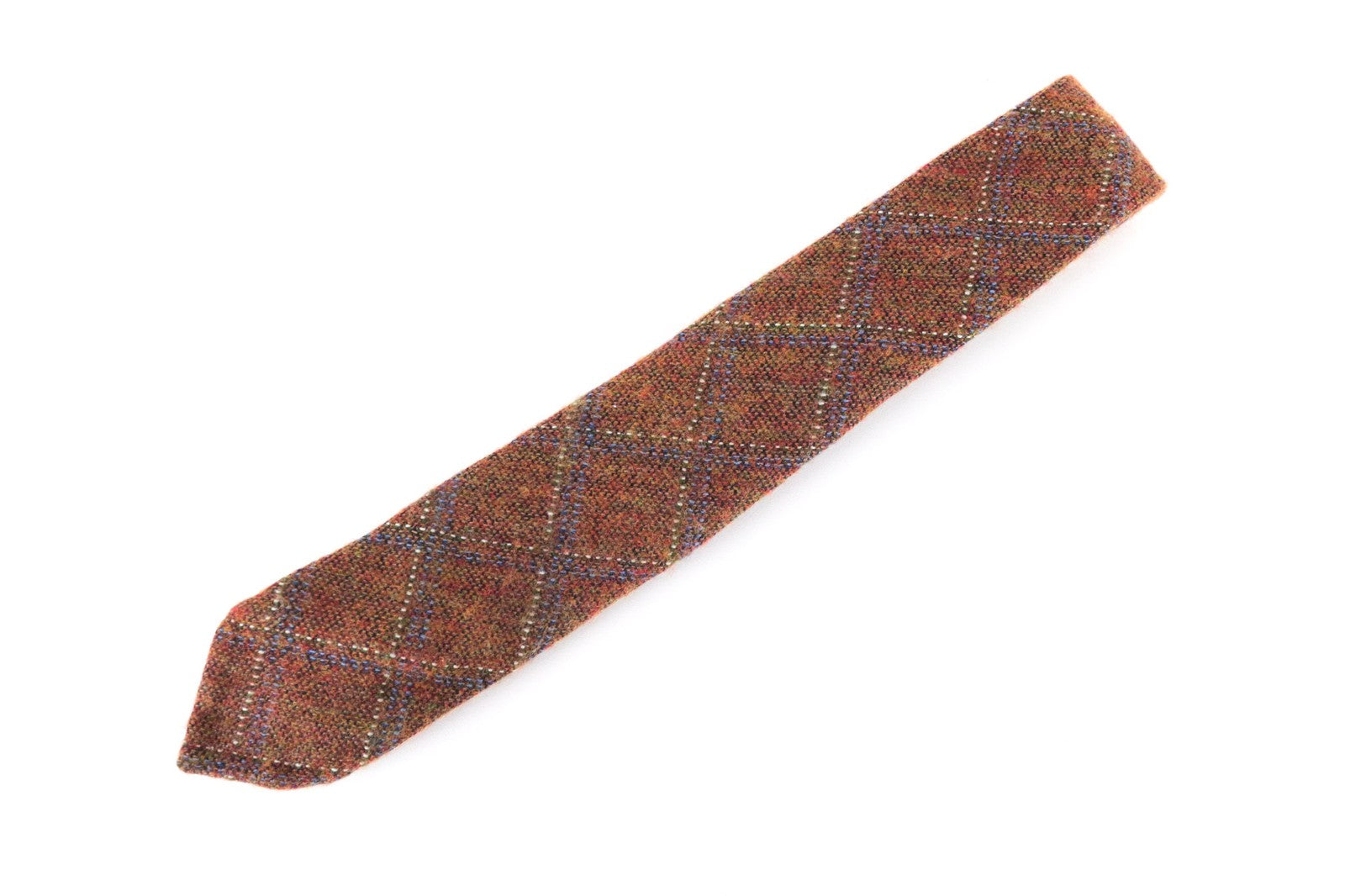 SUITSUPPLY Men Tie 150 x 8 cm Brown Pointed-End Wool Silk Blend Checked Classic
