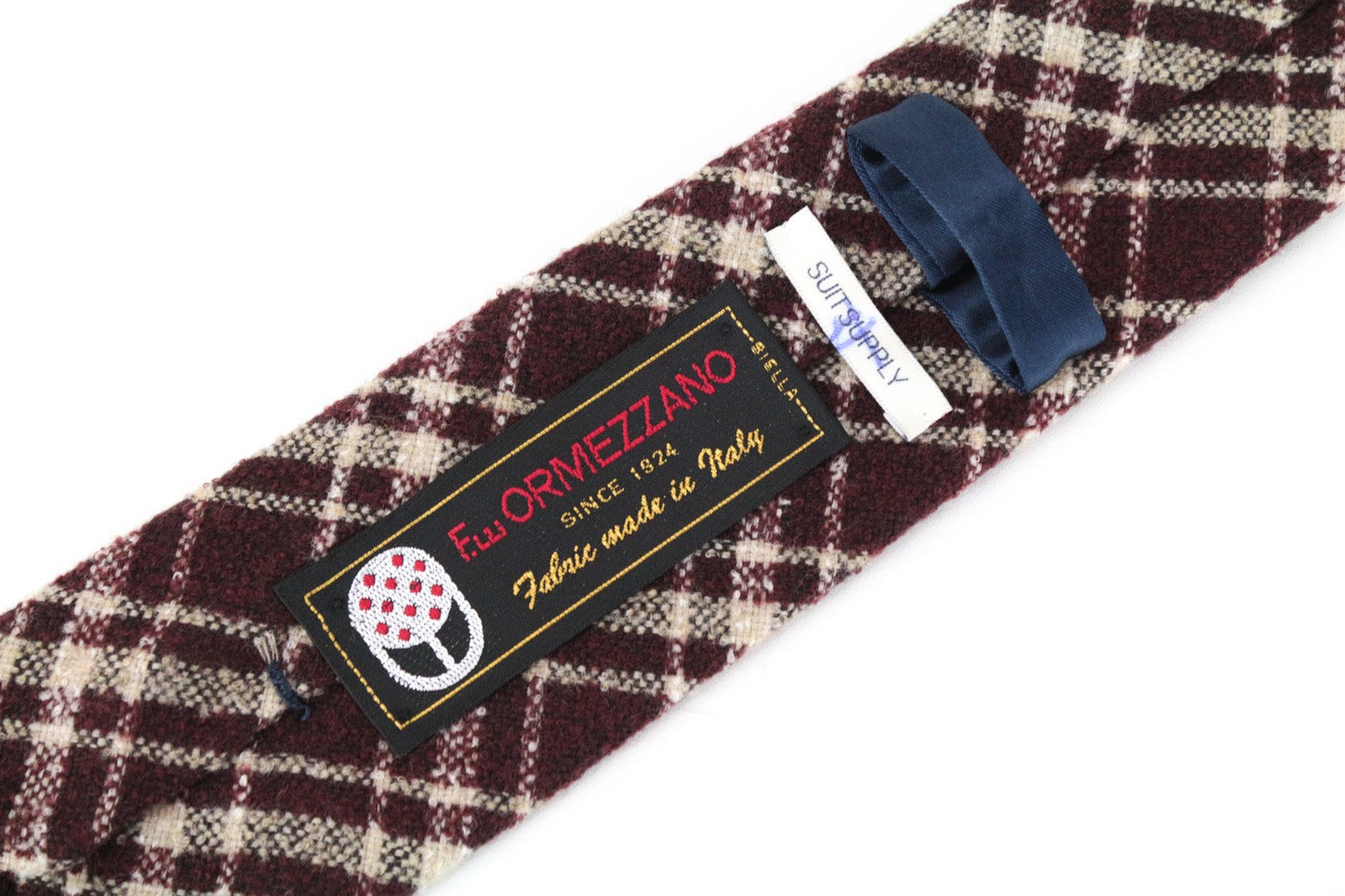 SUITSUPPLY Men Tie 150 x 8 cm Purple Red Checked Formal Pointed-End Wool Blend