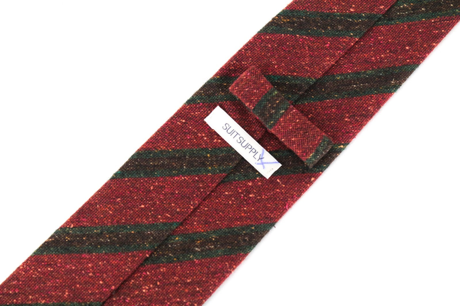 SUITSUPPLY Men Tie 150 x 8 cm Red Pointed-End Silk Wool Cotton Blend Striped