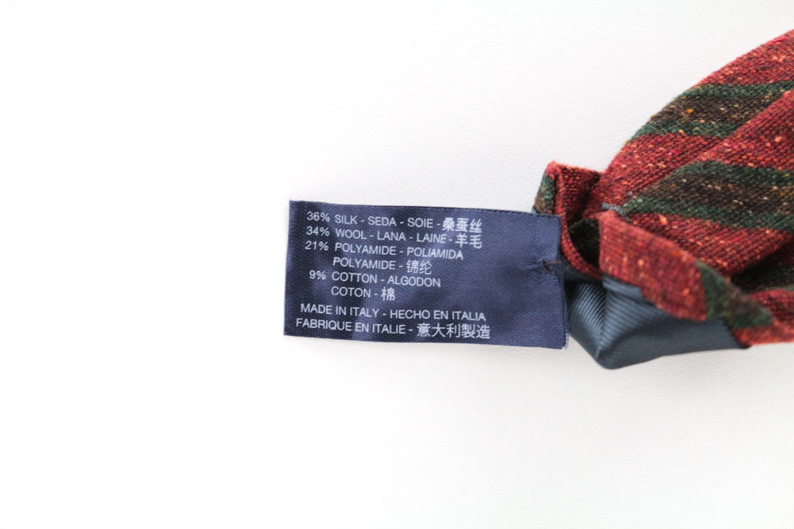 SUITSUPPLY Men Tie 150 x 8 cm Red Pointed-End Silk Wool Cotton Blend Striped