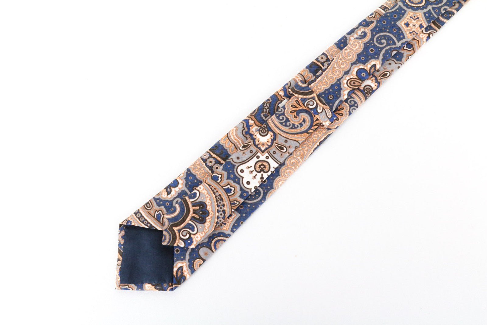 SUITSUPPLY Men Tie 150 x 8 cm Blue Beige Patterned Pointed-End Cotton Silk