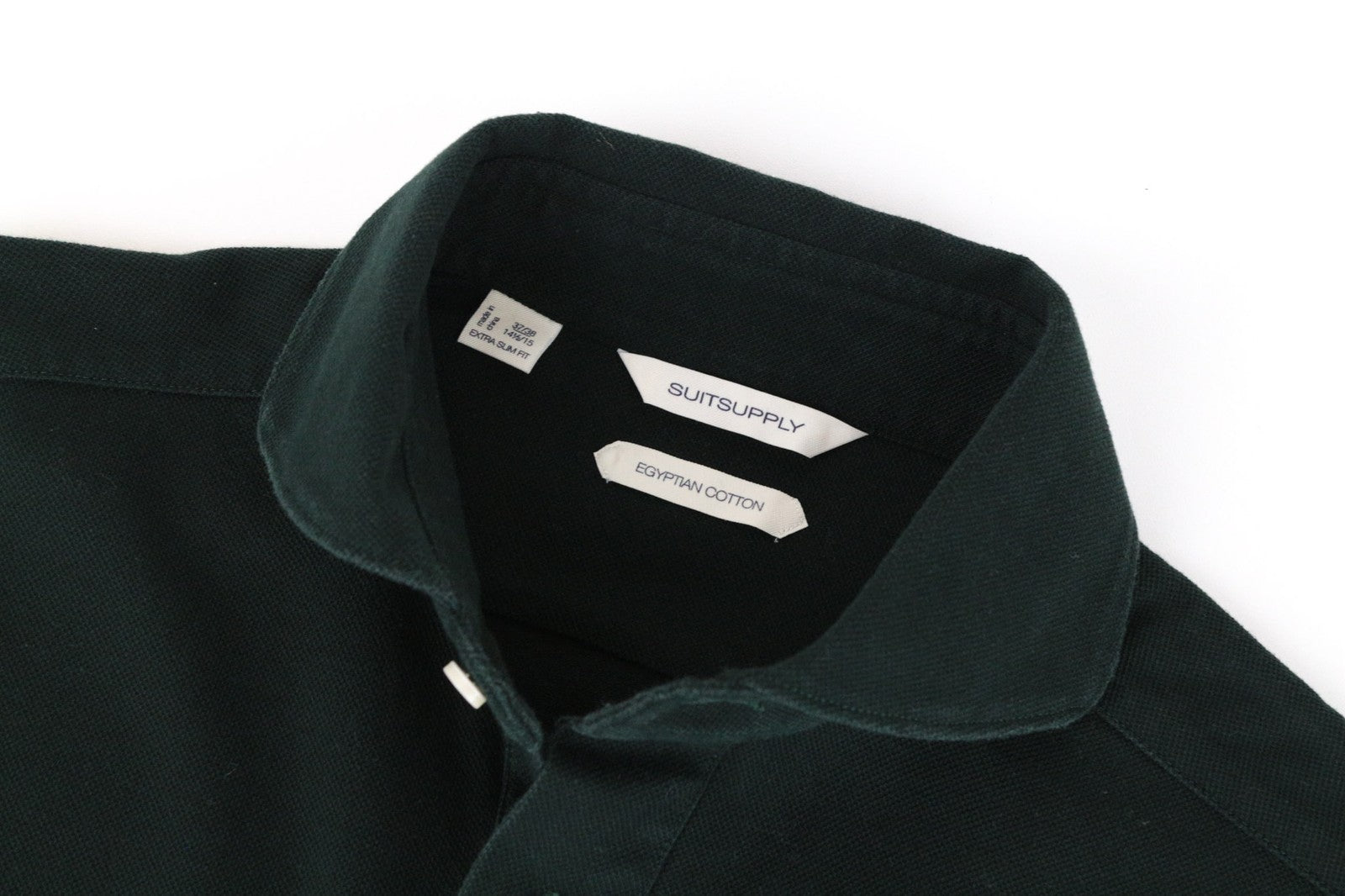 SUITSUPPLY Men T-Shirt 37/38/ 14 1/2/15 Green Extra Slim Pure Cotton Long Sleeve