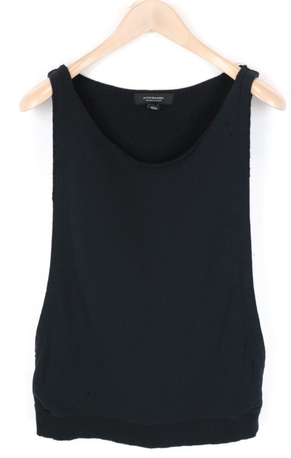 SCOTCH & SODA Ams Blauw Women T-Shirt S Black Pure Cotton Sleeveless Tank Top