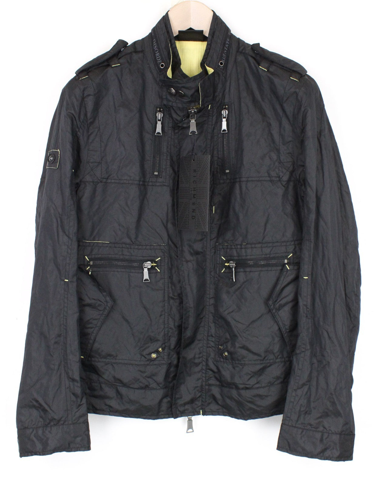 RICHMOND Men Jacket 48 M Black Lightweight Long Sleeved Zipped Lined Casual