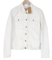 MAISON SCOTCH Women Jacket M White Cotton Stretch Long Sleeved Coated Denim
