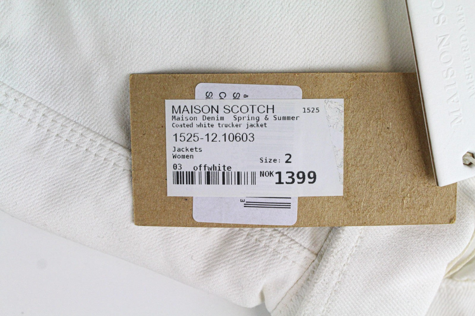 MAISON SCOTCH Women Jacket M White Cotton Stretch Long Sleeved Coated Denim