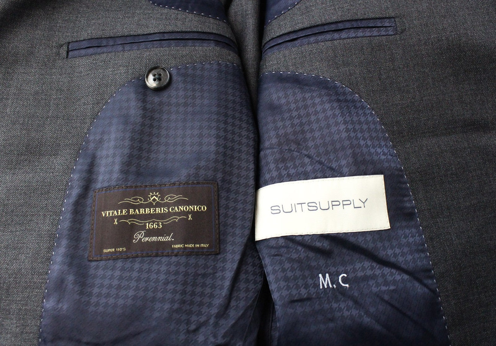 SUITSUPPLY La Spalla Men Suit UK34S Single-Breasted Formal Pure Wool Grey 2Piece