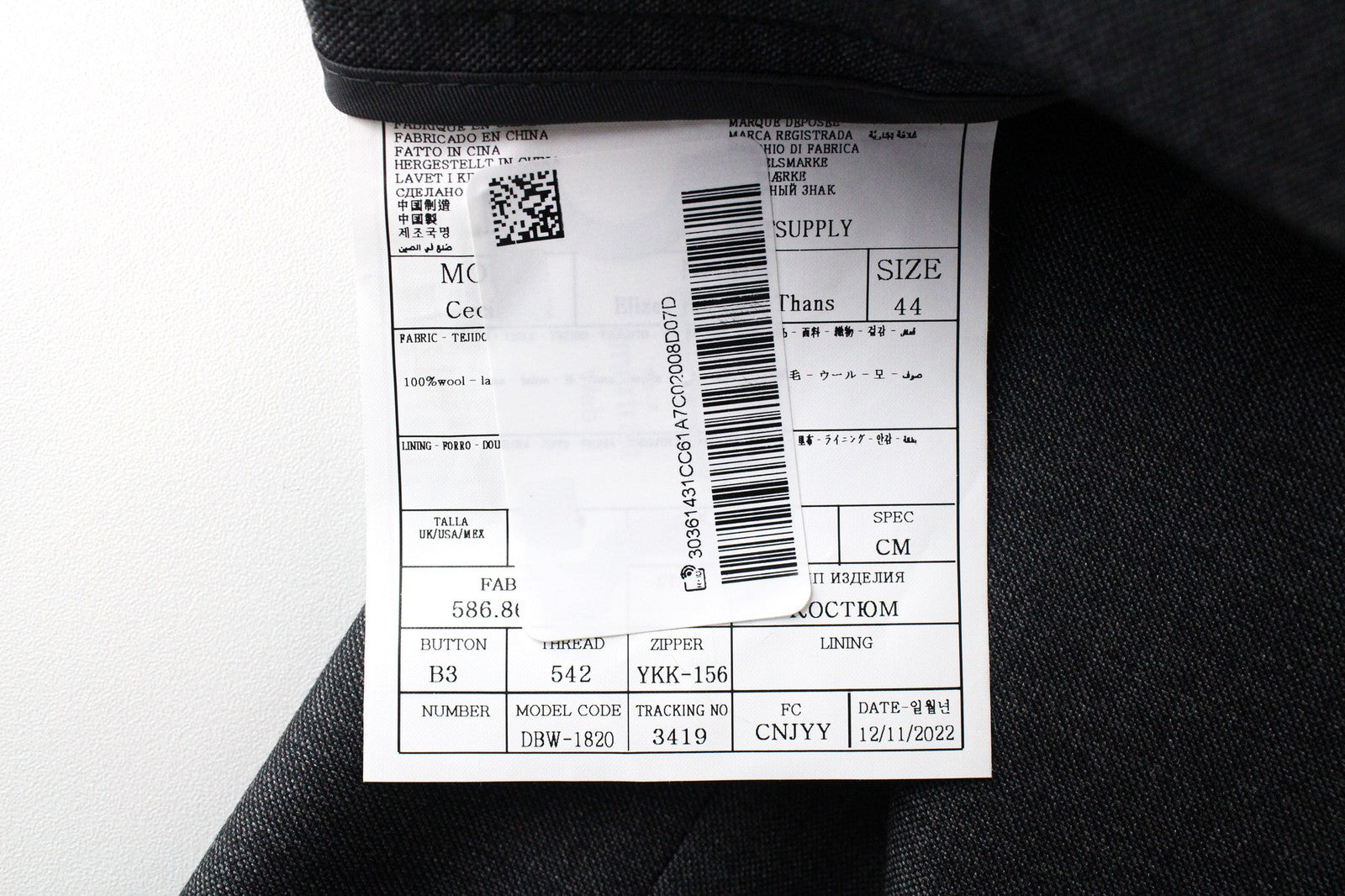 SUITSUPPLY La Spalla Men Suit UK34S Single-Breasted Formal Pure Wool Grey 2Piece