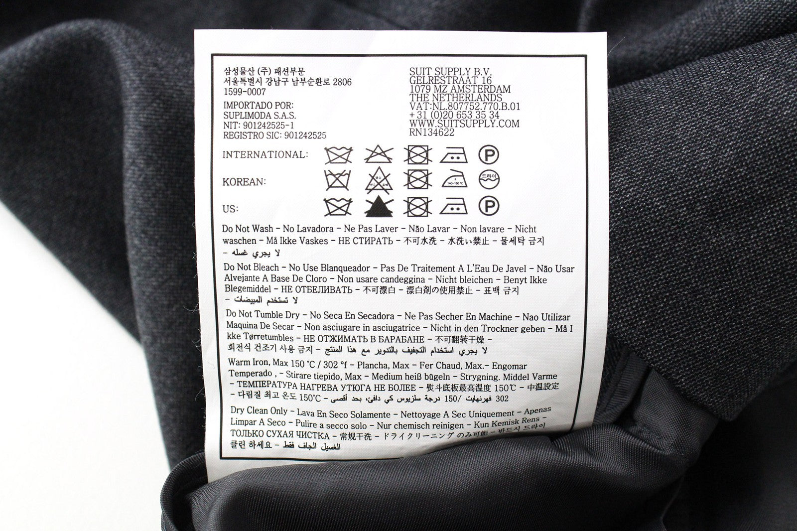 SUITSUPPLY La Spalla Men Suit UK34S Single-Breasted Formal Pure Wool Grey 2Piece