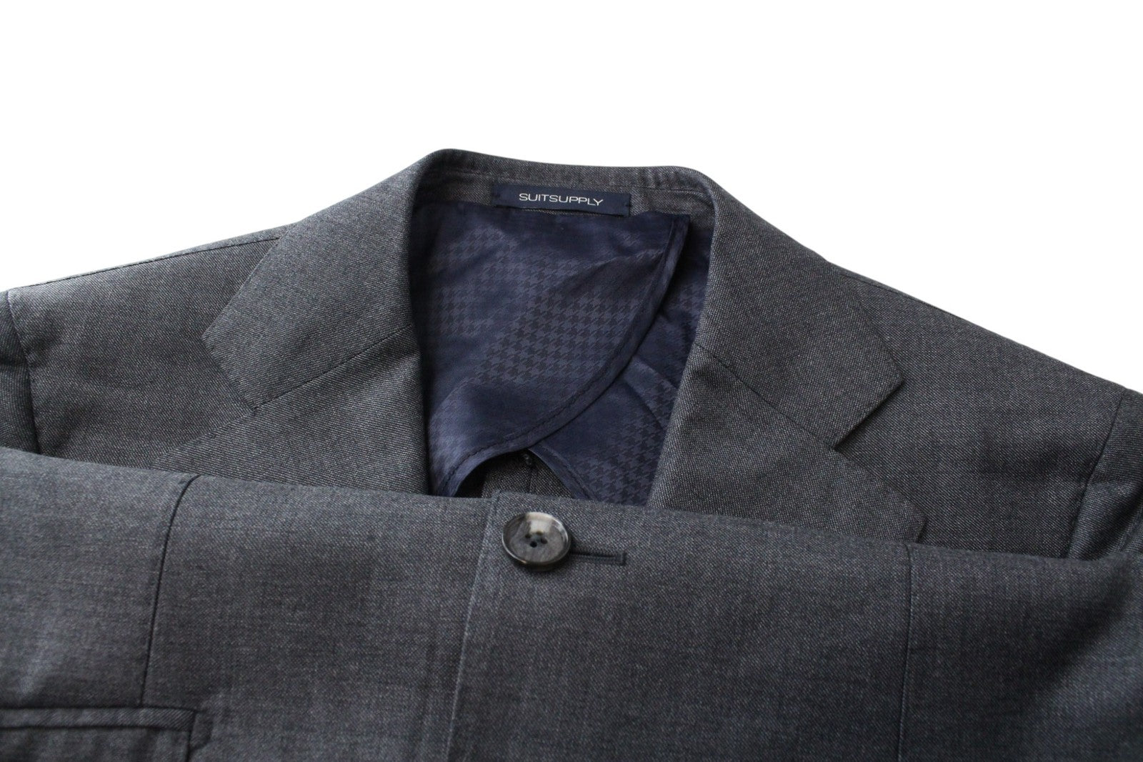 SUITSUPPLY La Spalla Men Suit UK34S Single-Breasted Formal Pure Wool Grey 2Piece